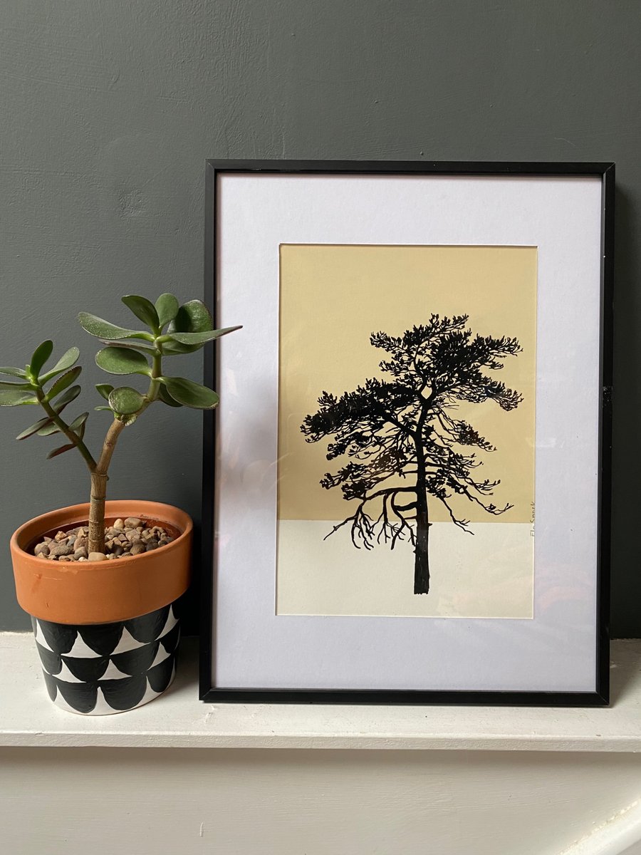 Ashdown Pine no.59, Original artwork, A4 size, hand painted, yellow