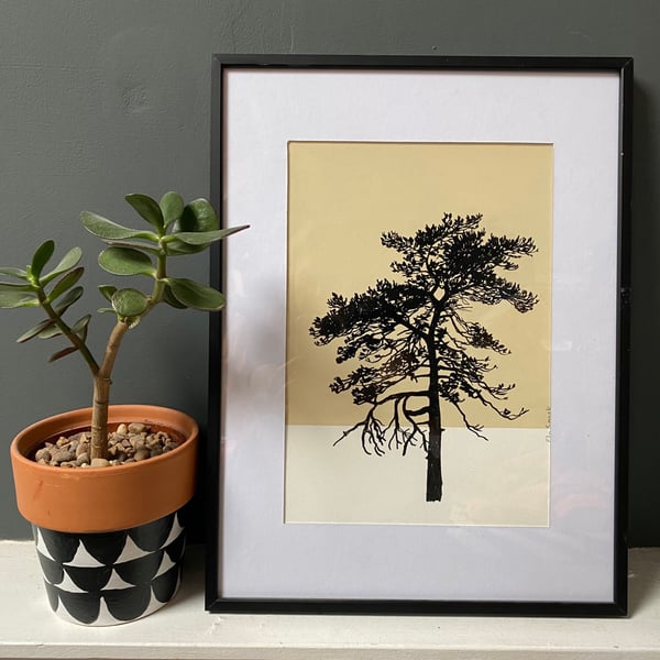 Ashdown Pine no.59, Original artwork, A4 size, hand painted, yellow