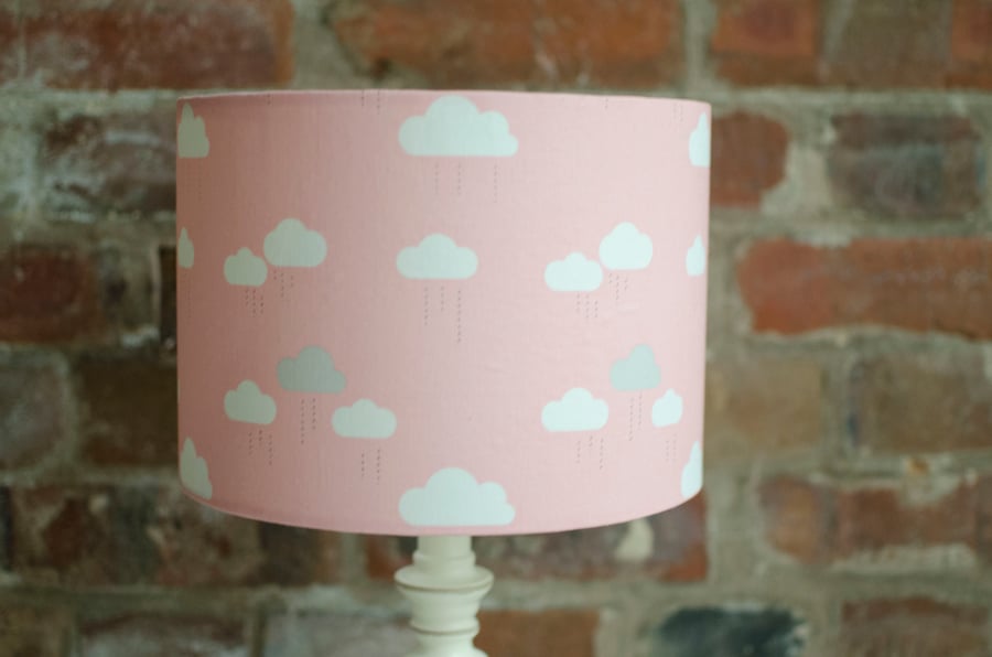 20cm Pink Clouds Lampshade, Pink nursery lamp, Cloud nursery