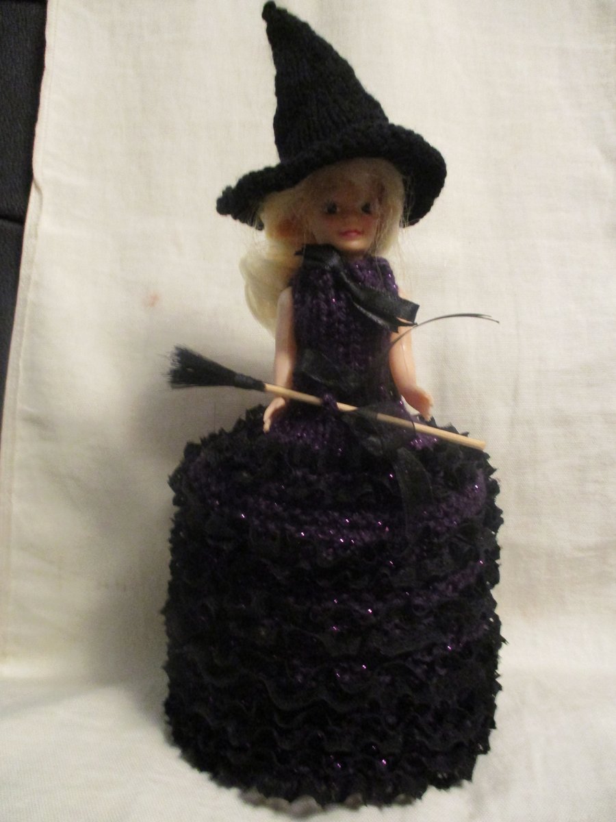 COVER GIRL - SPARE TOILET ROLL COVER - PURPLE  WITCH