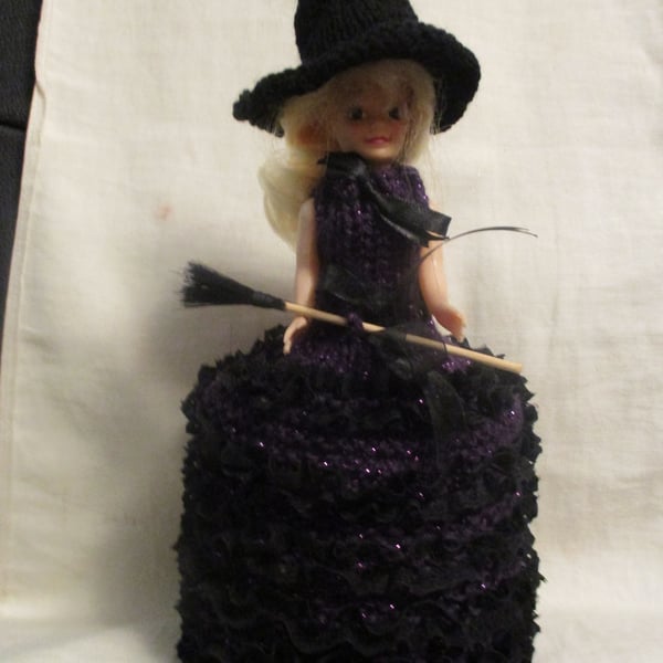 COVER GIRL - SPARE TOILET ROLL COVER - PURPLE  WITCH