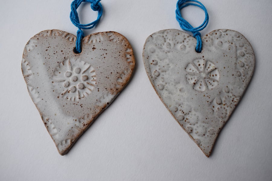 White Ceramic Scandinavian Hearts 