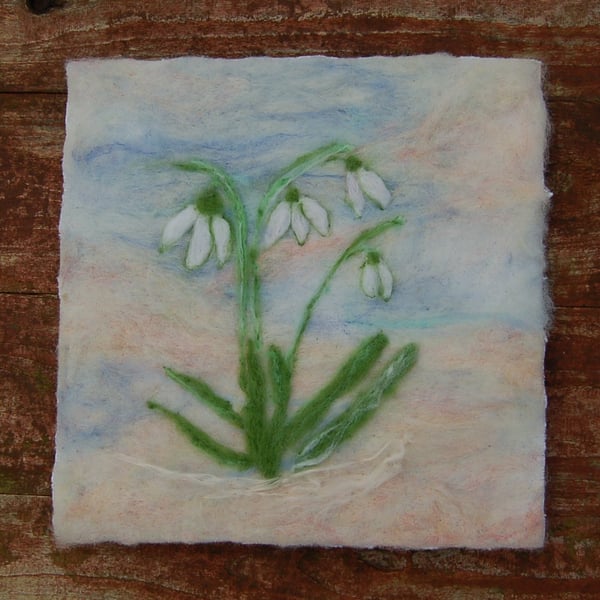 Snowdrops -  Needle felted  picture -  available with or without the frame