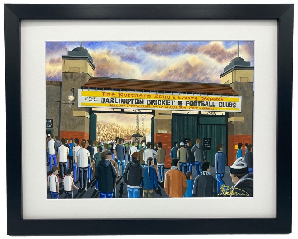 Darlington F.C, Retro Feethams Stadium. Framed, Football Memorabilia Art Print