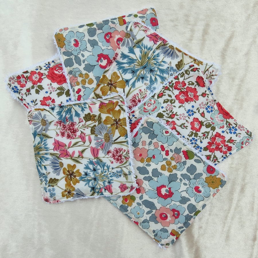 Reusable face pads.  Cotton face pads.  Made from Liberty Lawn.  Set of six.