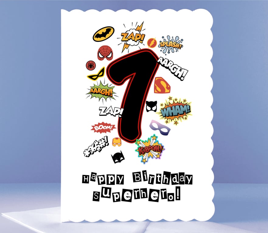 7th Birthday Card to a Superhero!