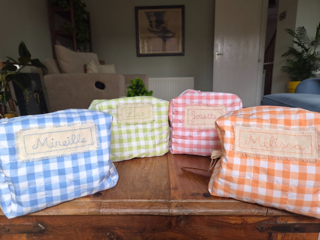 Personalised Gingham Makeup Bag