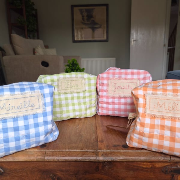 Personalised Gingham Makeup Bag