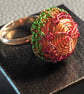 COPPER, PINK & GREEN RING WITH RECYCLED METALS- Puff jewel ring - Image 3