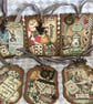 Set 6 Vintage Alice in Wonderland Journal Cards tags Toppers Kraft