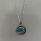 Stainless steel necklace with hand-painted acrylic design