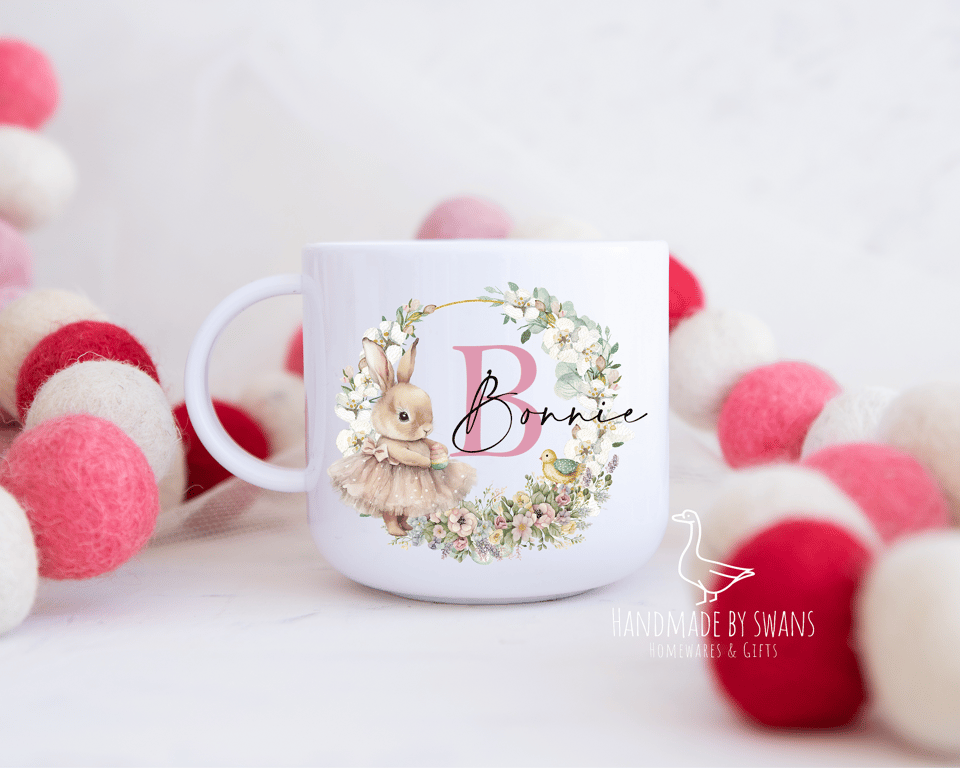 Childs bunny rabbit cup, Polymer unbreakable cup, Easter gift, Childs cup