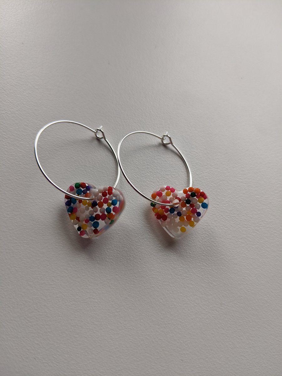 Small sprinkle heart hoops 