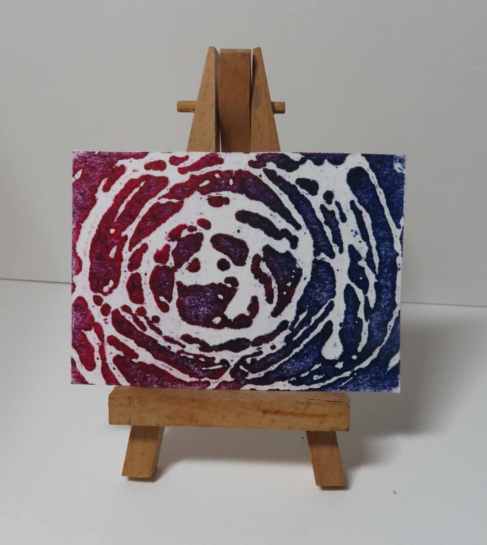 ACEO Whirl 3 Original Collagraph Print OOAK 