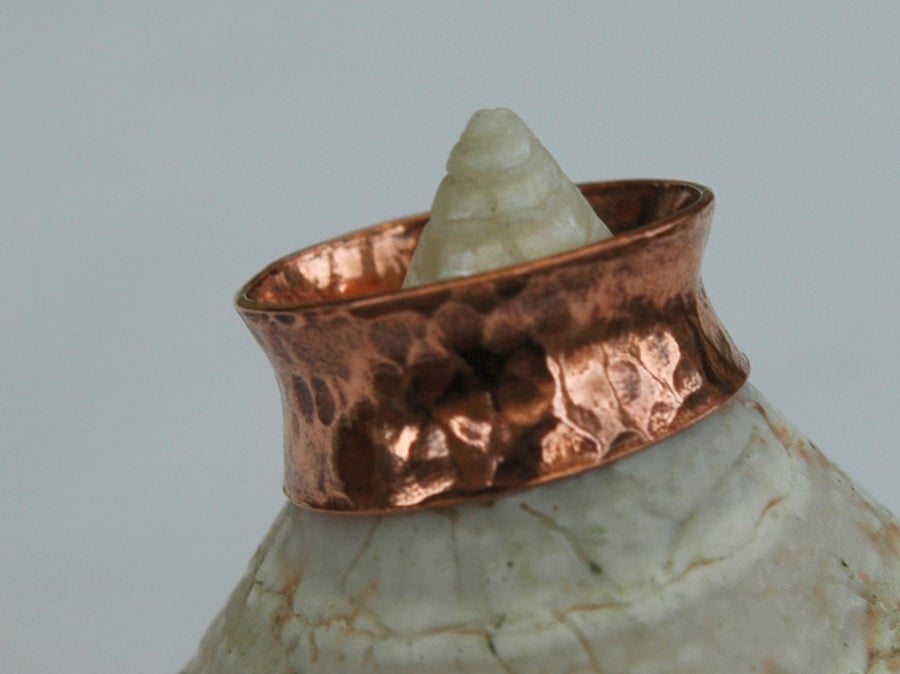 Hammered Copper Anticlastic Ring, size K