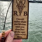 Romantic bookmark, engraved on wood, Arwen's promise. Valentine's gift