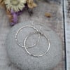 Large Sterling Silver Hammered Hoop Earrings - SILV050