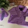 Baby Girl's Hand Knitted Cardigan & Booties  Set 0-6 months size