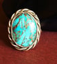 Turquoise And Silver Ring - Classic Navajo Style - Size M - Artisan - Image 2