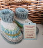 Designer Fairisle 90% % 100% Merino Wool Booties 3-9 months size - Image 4