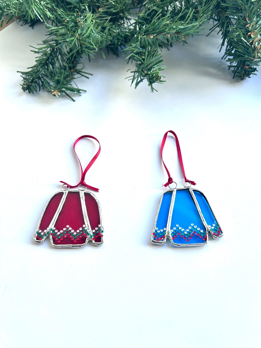 Stained glass Christmas Jumper tree decoration
