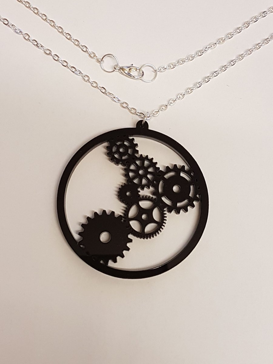 Steampunk Cog Necklace - Acrylic