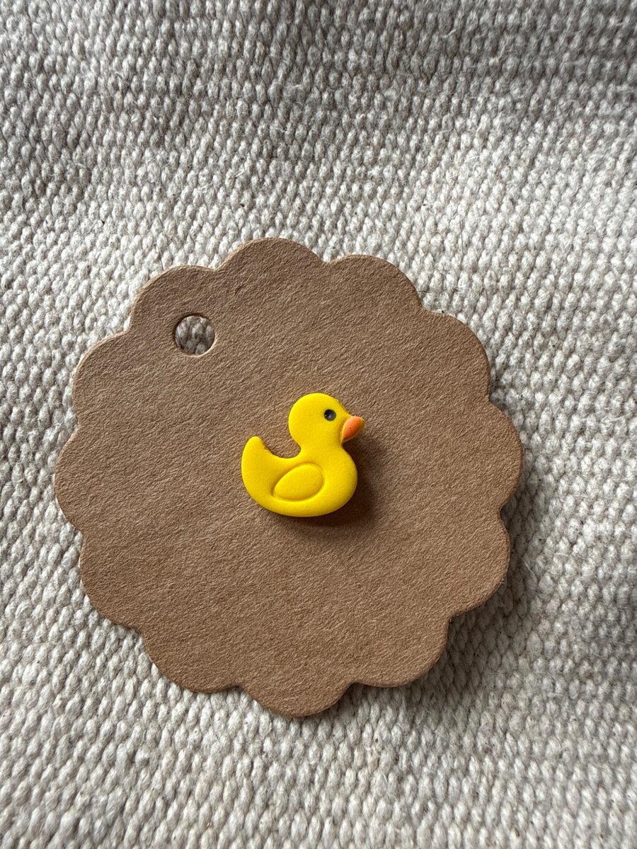 Polymer clay yellow duck pin badge