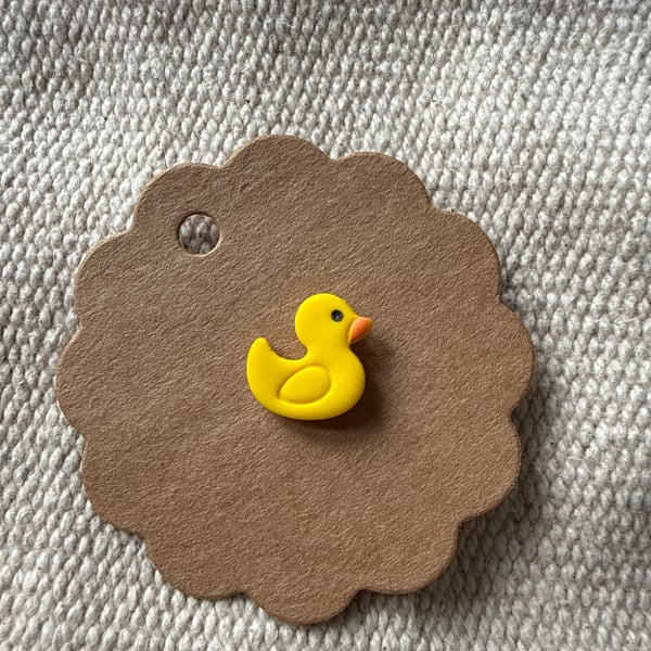Polymer clay yellow duck pin badge