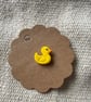 Polymer clay yellow duck pin badge