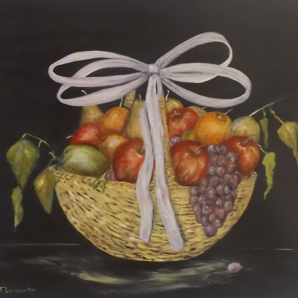 A contemporay acrlic painting of mixed fruit titled Healthy Eating