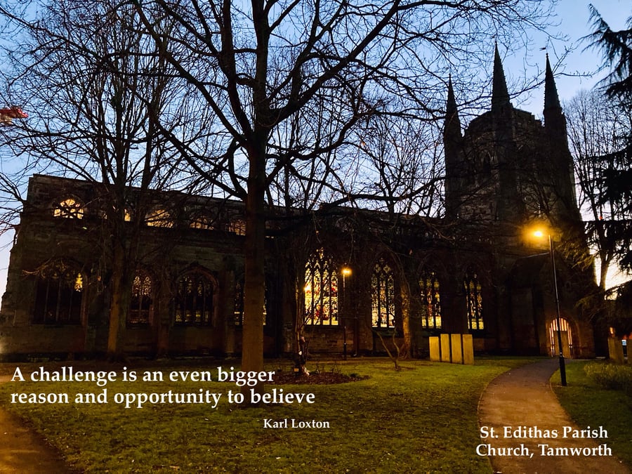 Canvas print, church, "Believe", 12" by 16" by Karl Loxton