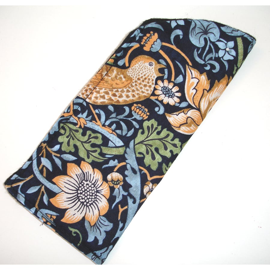 William Morris The Strawberry Thief Glasses Case Sleeve Soft Bird Blue
