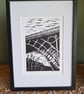'Throu the Arch'. An original handprinted linoprint of Ironbridge in Shropshire.