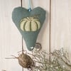 PUMPKIN HEART - green pumpkin, checks, lavender