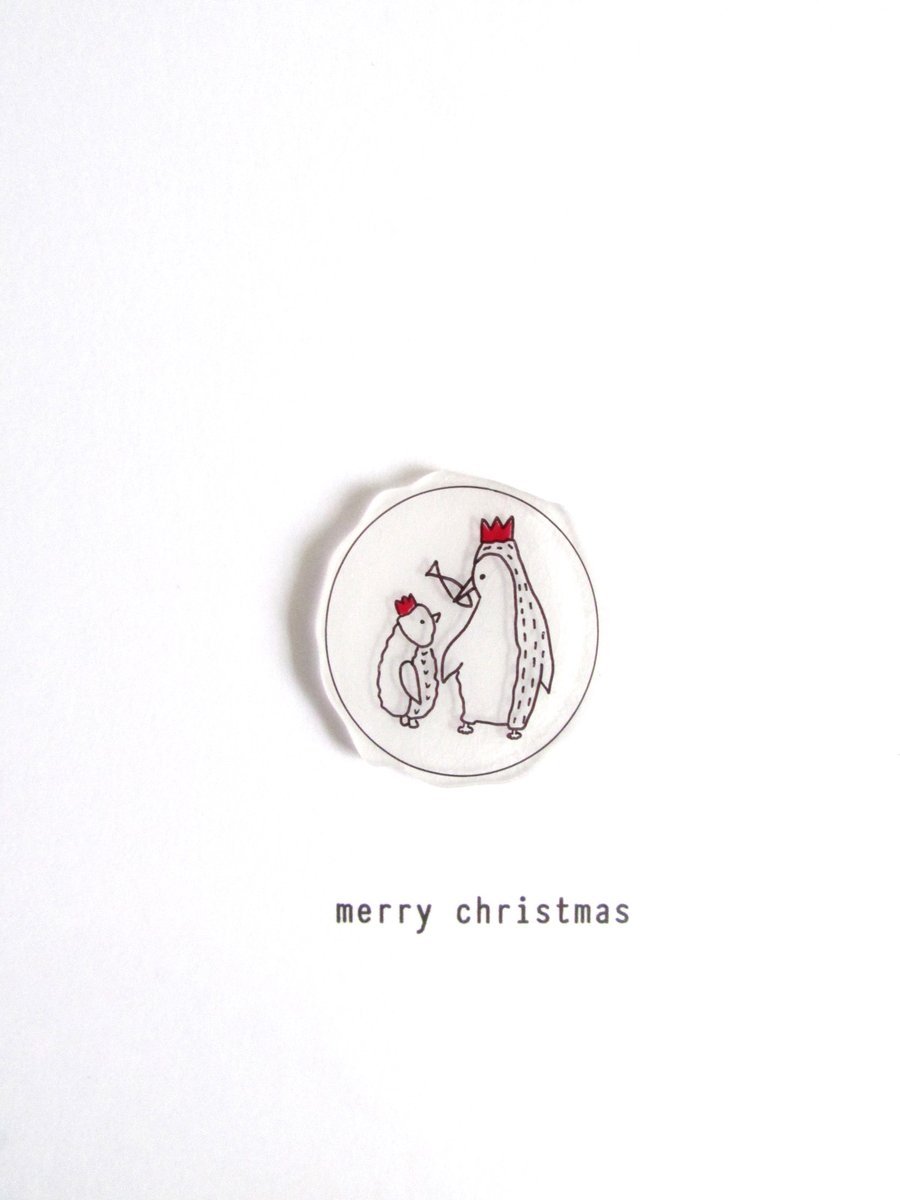 SALE - merry christmas - penguins - handmade christmas card