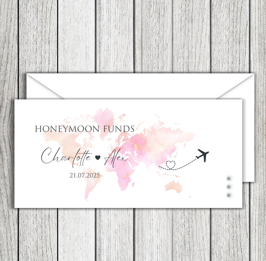 Honeymoon Funds World Map Money, Gift Voucher Wallet