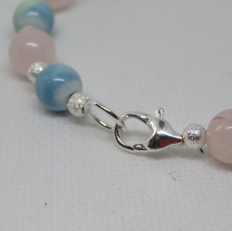 Rainbow Jade and Rose Quartz Bracelet Folksy