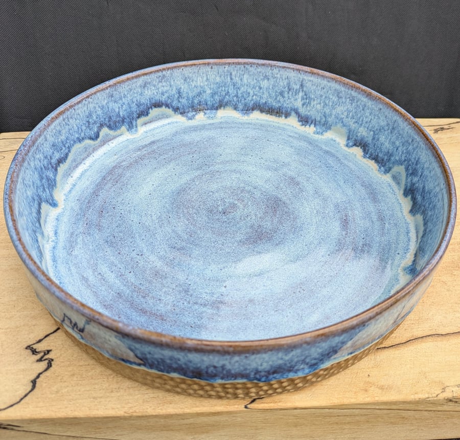 Large toasted blues carved salad or serving bowl