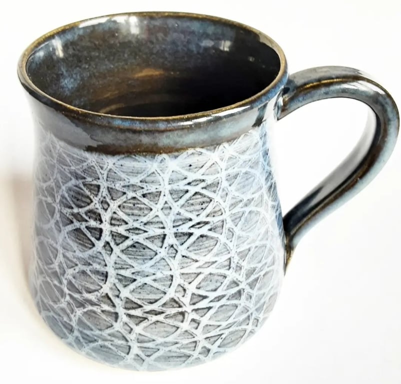 Mug - Hand Thrown Stoneware Ceramic Blue Glazed Mug 