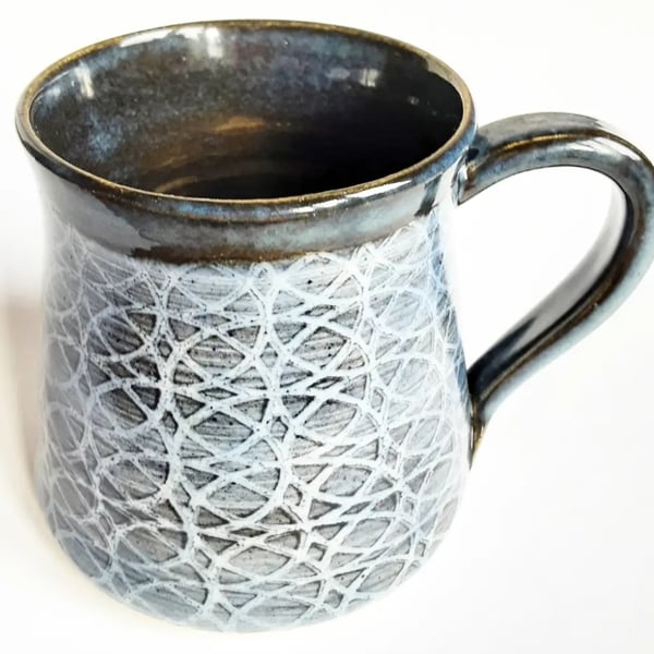 Mug - Hand Thrown Stoneware Ceramic Blue Glazed Mug 