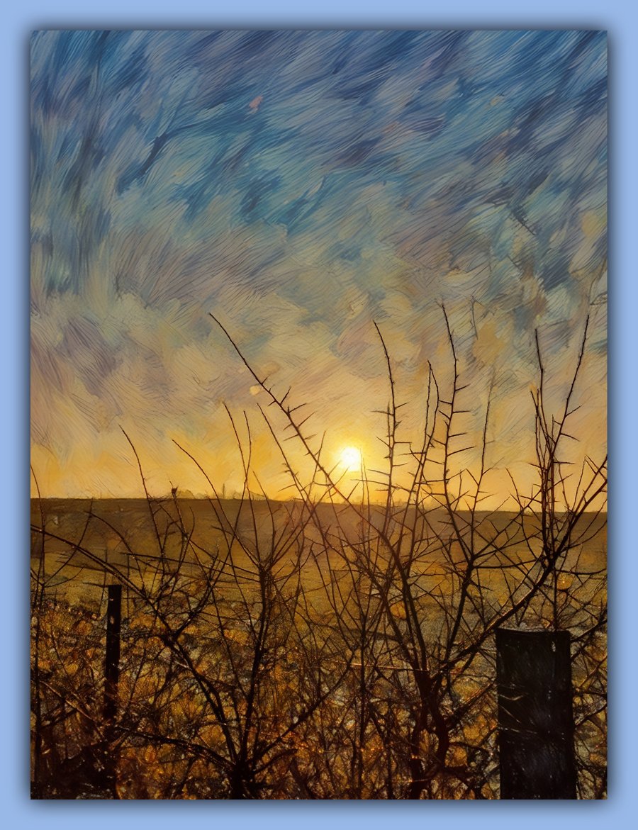 Early Morning Tree Winter Sun Norfolk Nordelph Greeting Card A5