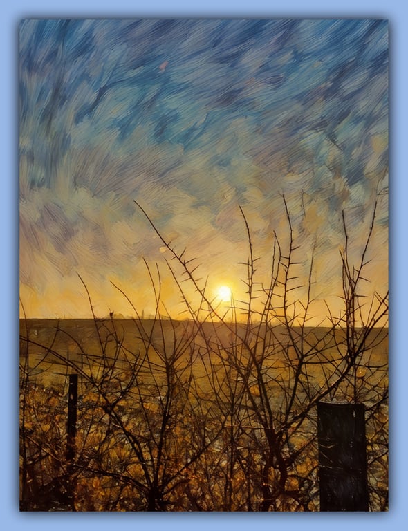 Early Morning Tree Winter Sun Norfolk Nordelph Greeting Card A5