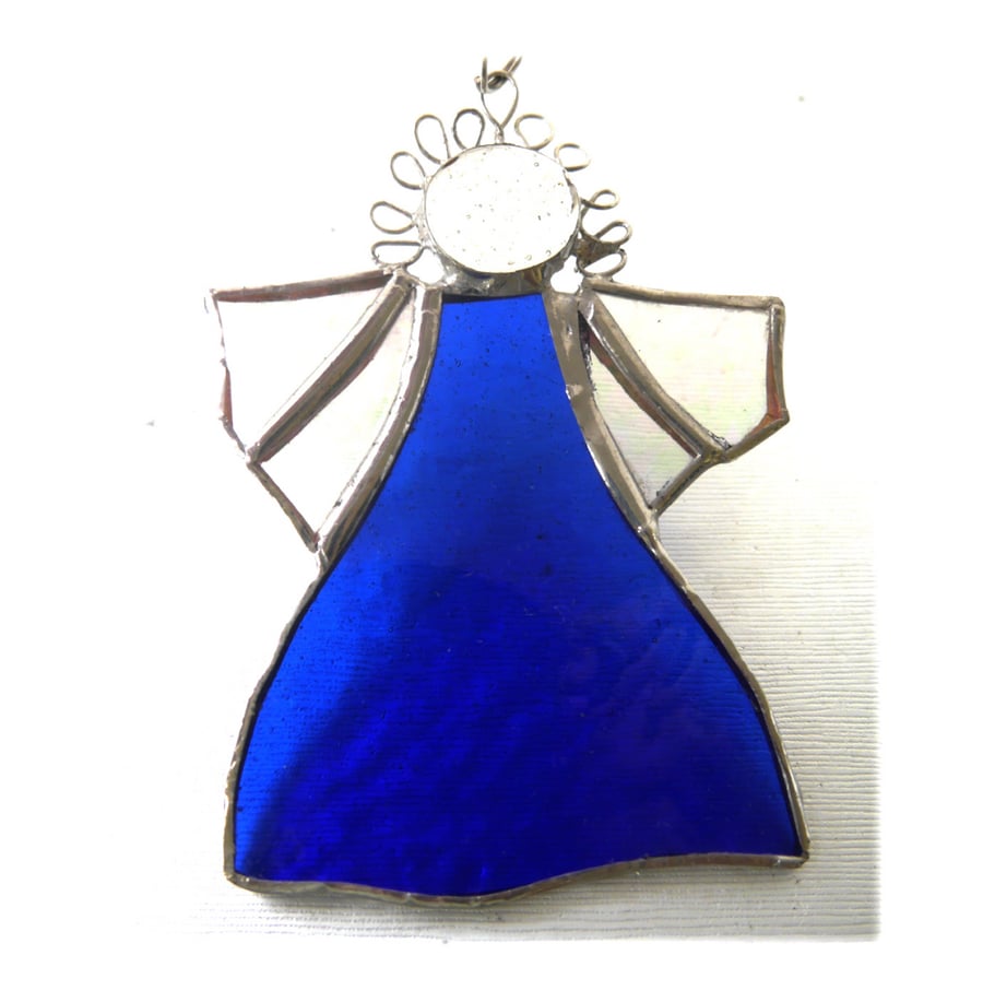 Angel Blue Stained Glass suncatcher Christmas decoration 031