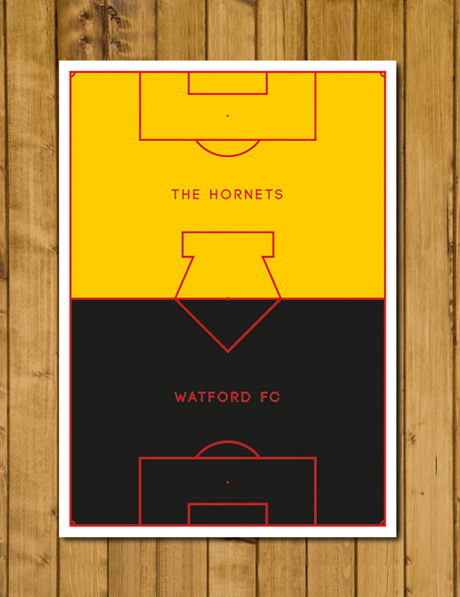 Football Poster - Watford Poster - The Hornets - Pitch Perfect - Various Sizes