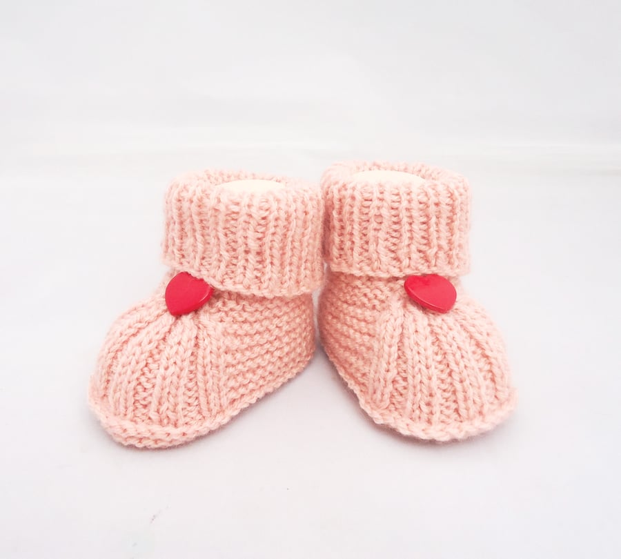 Hand Knit Baby Booties, Pink Baby Booties, Booties for Babies