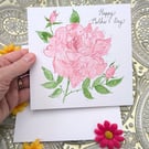 Pink Rose hand-painted personalised Mother's day card