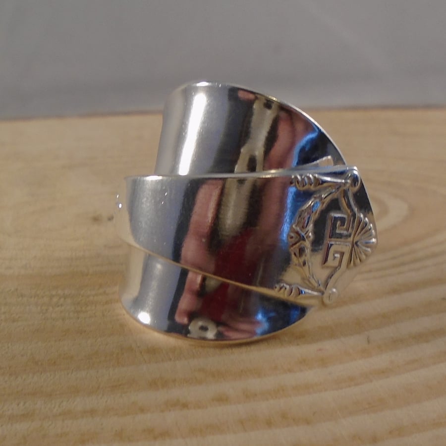 Upcycled German Silver Swag Wrap Spoon Ring