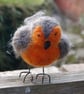 Needle Felt Robin - wool textile art  - Image 2