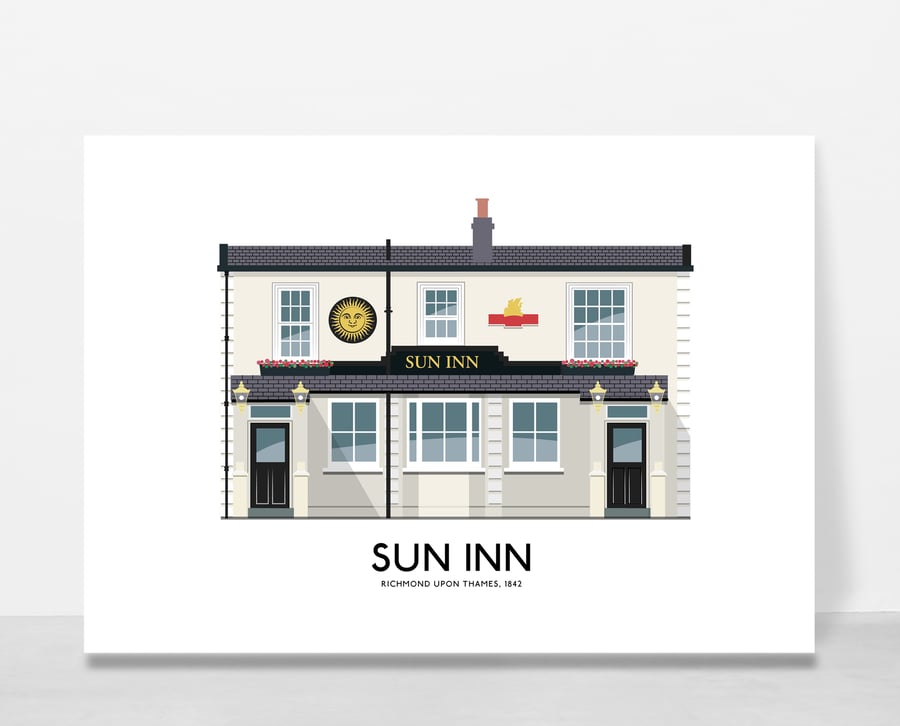 SUN INN PUB, Richmond Upon Thames, A4 Print