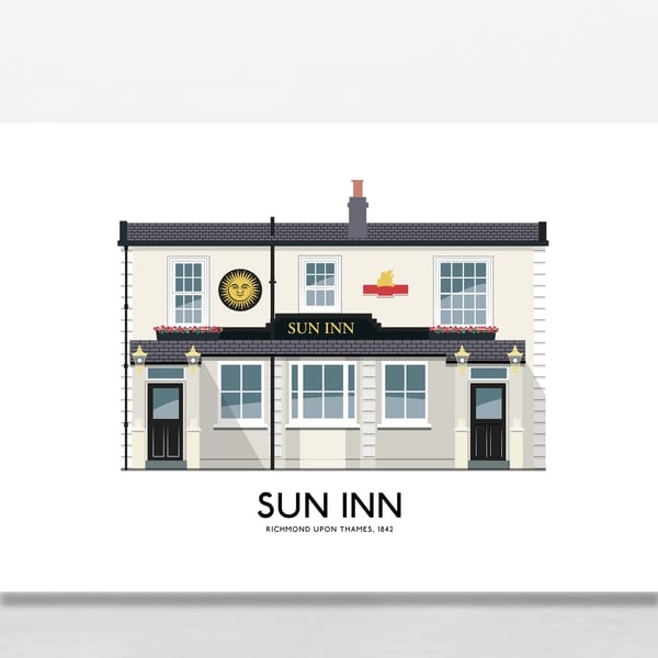 SUN INN PUB, Richmond Upon Thames, A4 Print